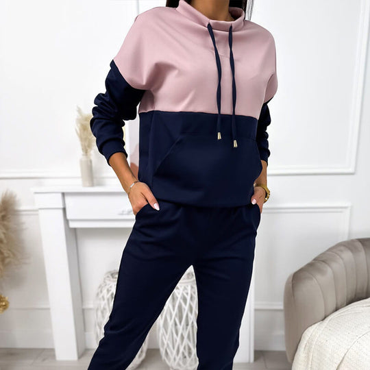 Damen Zweiteiliges Loungewear‑Set mit Stehkragen, Kängurutasche und schmaler Jogginghose Shop Nory