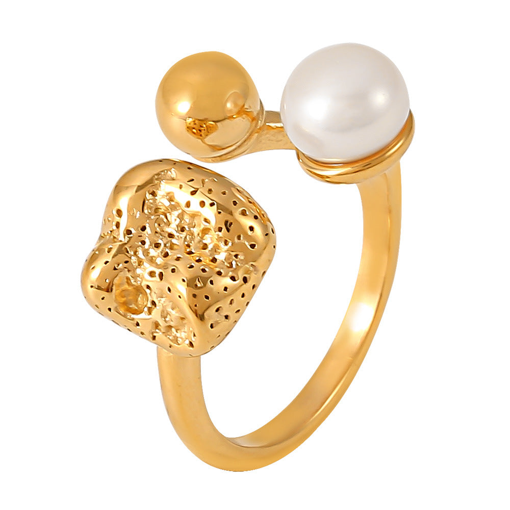 Damenring mit einzigartigem Design und frischer Perle Shop Nory