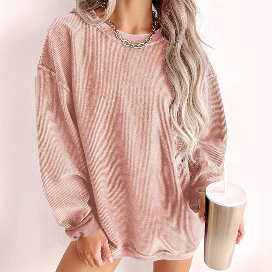 Damen weit geschnittenes Sweatshirt mit geripptem Material und Ballonärmeln Shop Nory