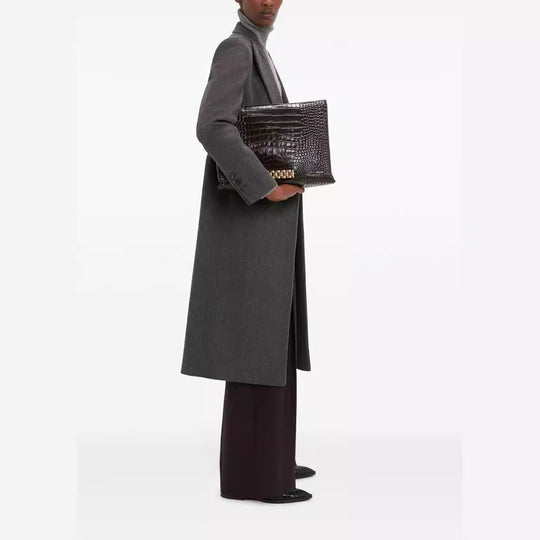 Damen Doppelreihiger Longcoat im Tailoring‑Look mit schmaler Silhouette und markanter Schulter Shop Nory