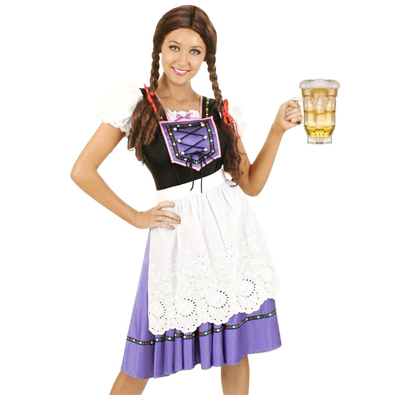 Damen nan Trachtenkleid mit geschnürter Miederblende und bestickter Schürze Shop Nory