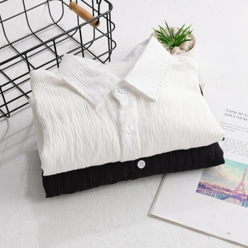 Herren Leichtes Baumwoll-Langarmhemd im Layering‑Stil mit feiner Crinkle‑Struktur und Kentkragen Shop Nory
