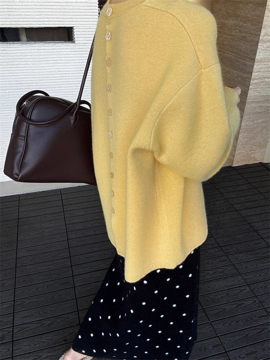 Damen Oversize-Feinstrickpullover mit Ballonärmeln und Knopfmanschette Shop Nory
