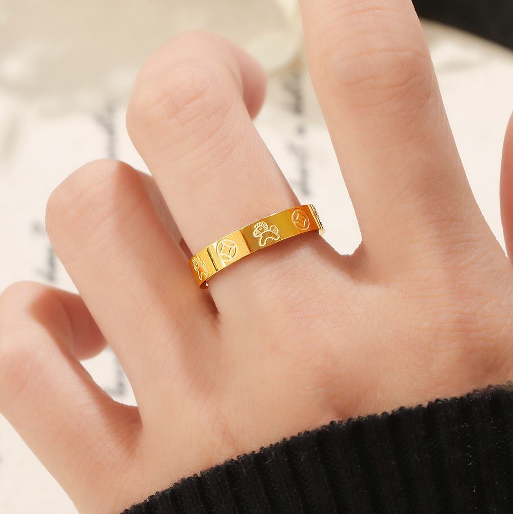 Damen modischer Ring mit kreativem Symbol-Design Shop Nory