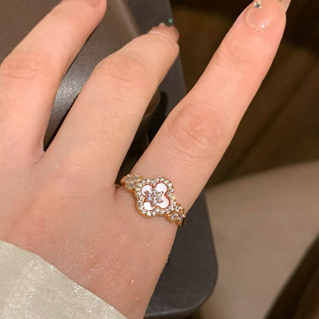 Damen blütenförmiger Schmuckring mit Zirkonia von Shop Nory