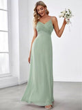 Damen Chiffon Maxikleid mit elegantem V-Ausschnitt und gerafftem Oberteil Shopnory