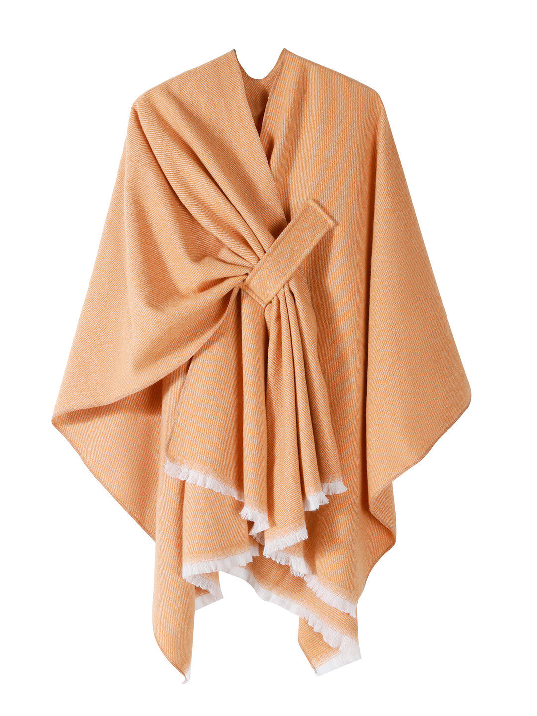 Damen Wollmix-Umhang mit Bindeschlaufe und Fransensaum Shop Nory