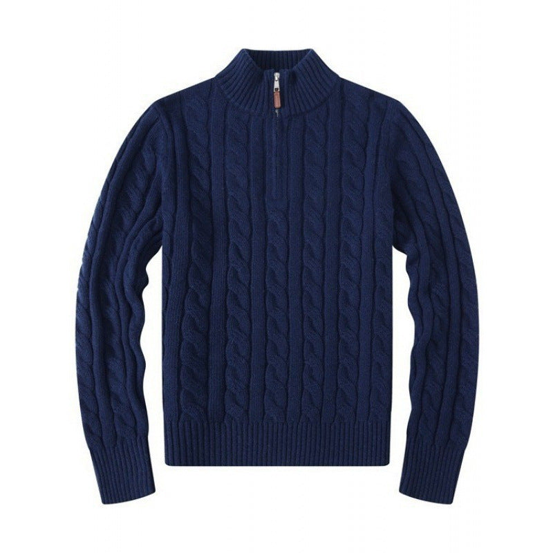 Herren Kabelstrickpullover mit Halbzip und Stehkragen aus weicher Kaschmirmischung Shop Nory