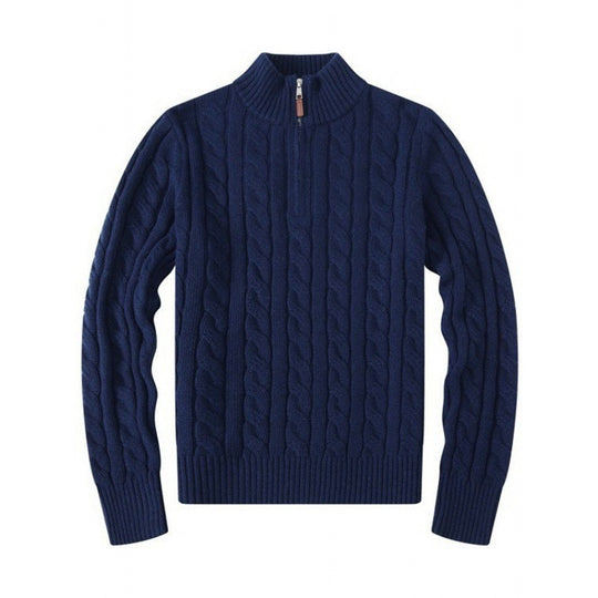Herren Kabelstrickpullover mit Halbzip und Stehkragen aus weicher Kaschmirmischung Shop Nory