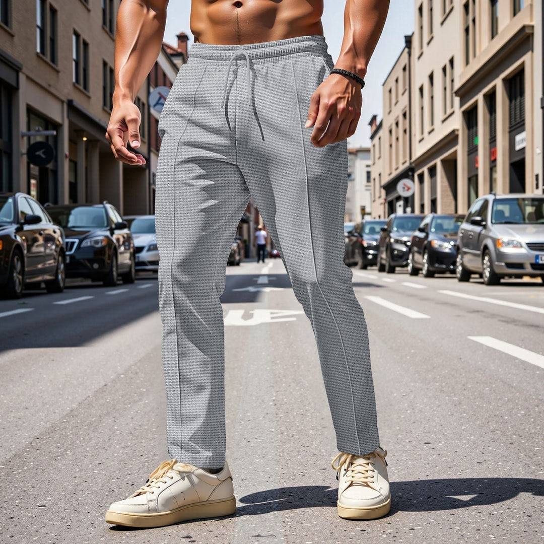 Herren elegante Freizeithose mit elastischem Bund und seitlichen Taschen