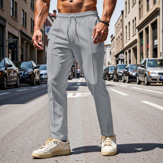 Herren elegante Freizeithose mit elastischem Bund und seitlichen Taschen
