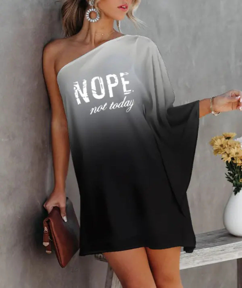 Damen asymmetrisches Mini-Kleid mit grafischem Aufdruck
