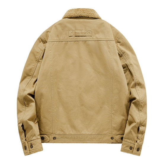 Herren Canvas-Fieldblouson mit Sherpa‑Fütterung, wärmender Teddyinnenlage und Utility-Brusttaschen Shop Nory