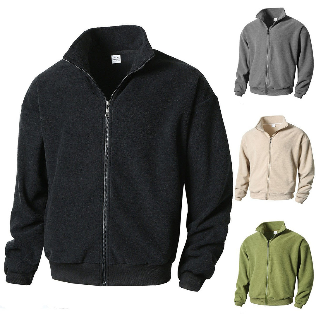 Herren Zip-Fleecejacke mit Stehkragen, durchgehendem Reißverschluss und gerippten Bündchen Shop Nory