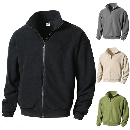 Herren Zip-Fleecejacke mit Stehkragen, durchgehendem Reißverschluss und gerippten Bündchen Shop Nory