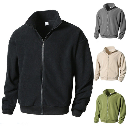 Herren Zip-Fleecejacke mit Stehkragen, durchgehendem Reißverschluss und gerippten Bündchen Shop Nory