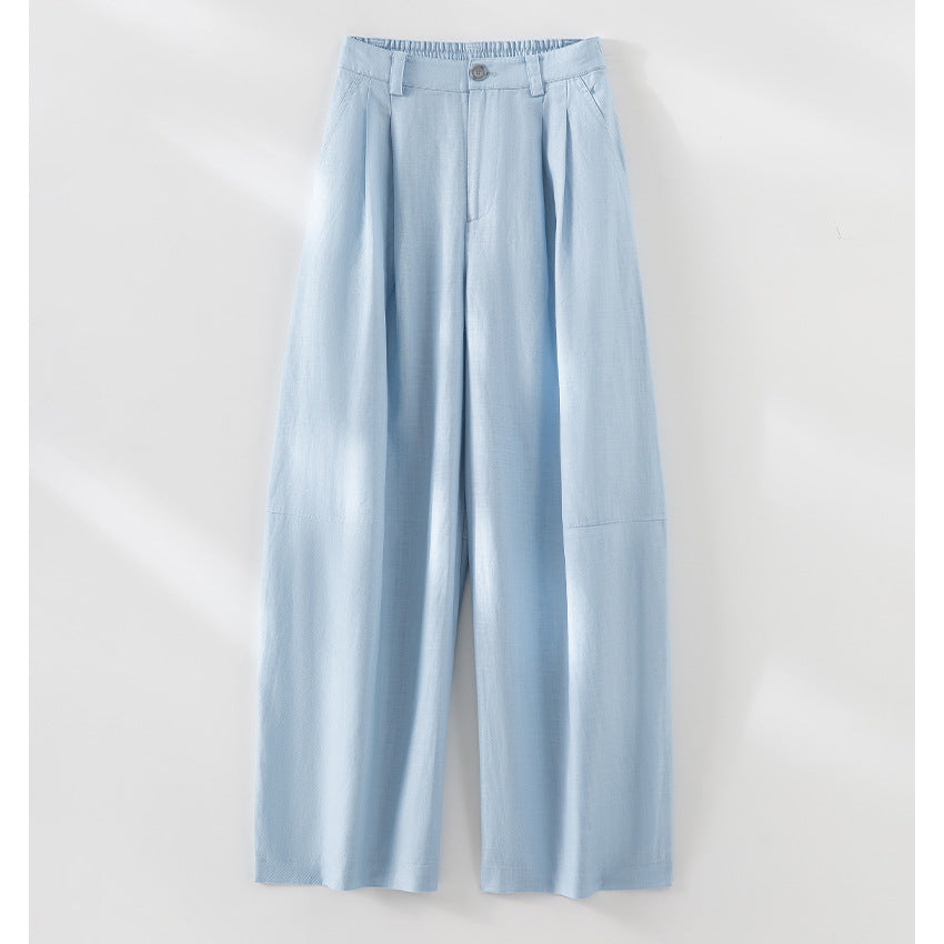 Damen Leichte High-Waist Palazzo-Hose mit vorderer Bundfalte, teilelastischem Bund und seitlichen Eingrifftaschen Shop Nory