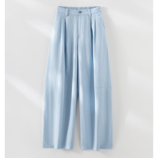 Damen Leichte High-Waist Palazzo-Hose mit vorderer Bundfalte, teilelastischem Bund und seitlichen Eingrifftaschen Shop Nory