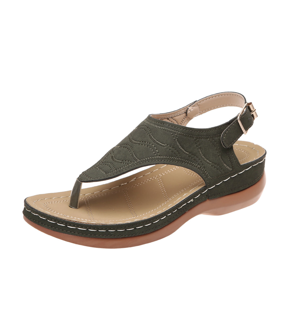 Damen Keil-Sandalette mit verstellbarem Fersenriemen und gesteppter Wildlederoptik Shop Nory
