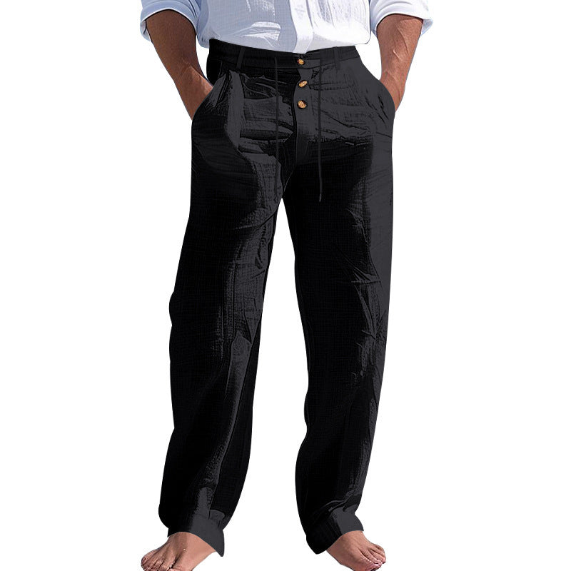 Herren lässige Hose mit hohem Bund und bequemen Taschen