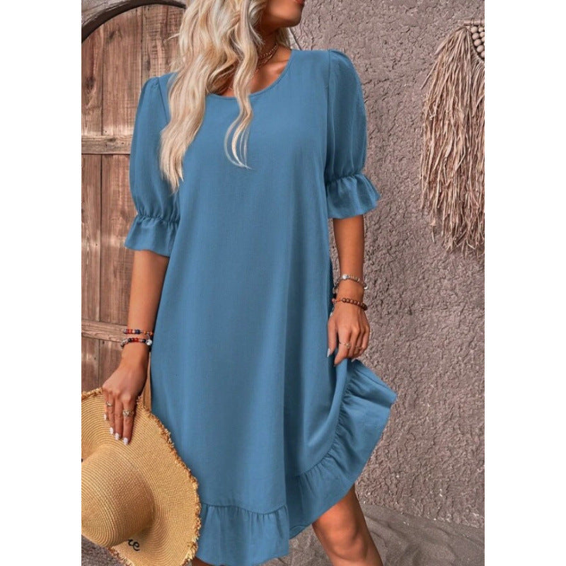 Damen Sommerliches Freizeitkleid mit Rüschendetails und lockerem Schnitt