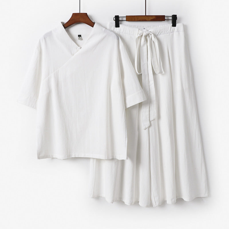Damen Weites Kimono-Loungewear-Set mit V-Ausschnitt und Culotte-Hose Shop Nory