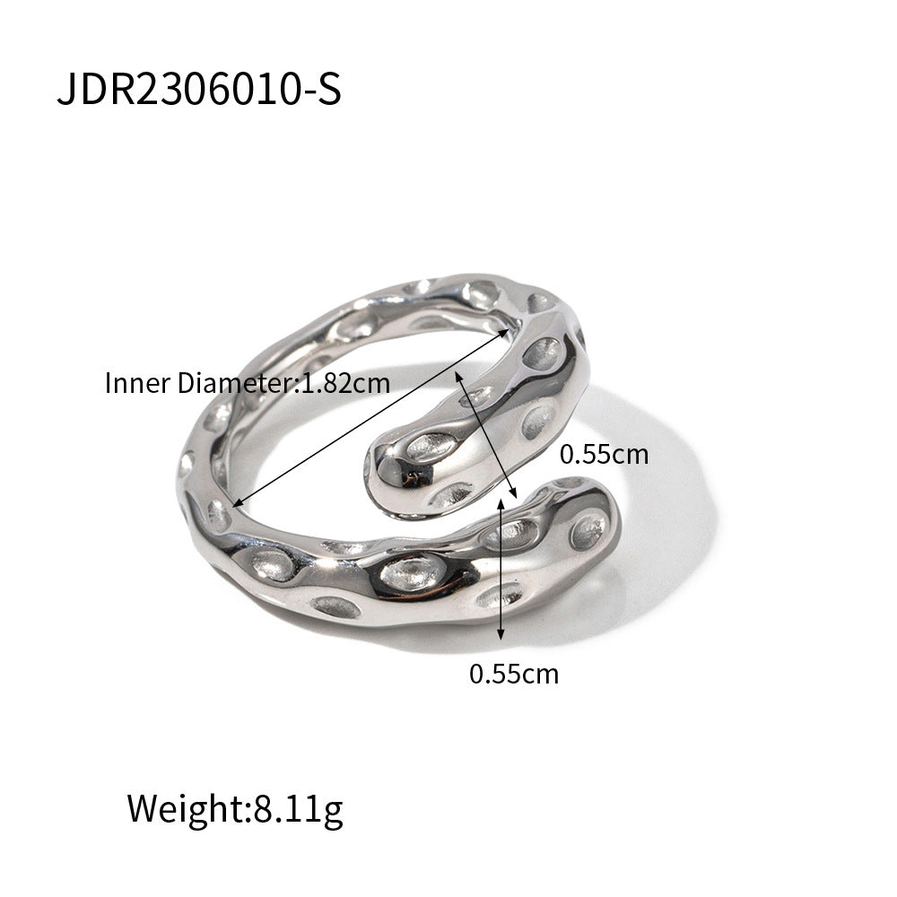 Damen Offener Ring mit modernem, geschwungenem Design und Zirkonia-Akzent Shop Nory