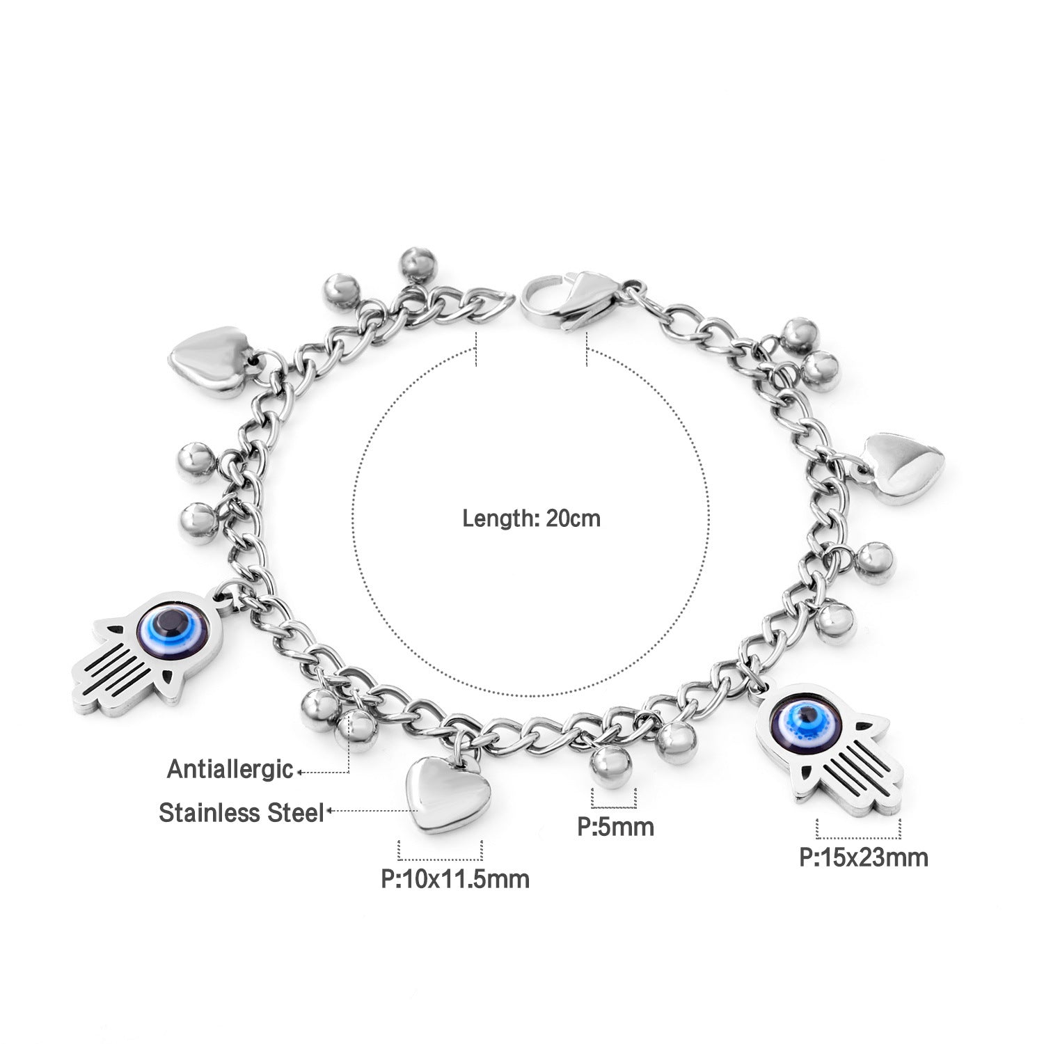 Damen Armband mit farbenfrohen Perlen und hochwertiger Edelstahl-Kette Shop Nory