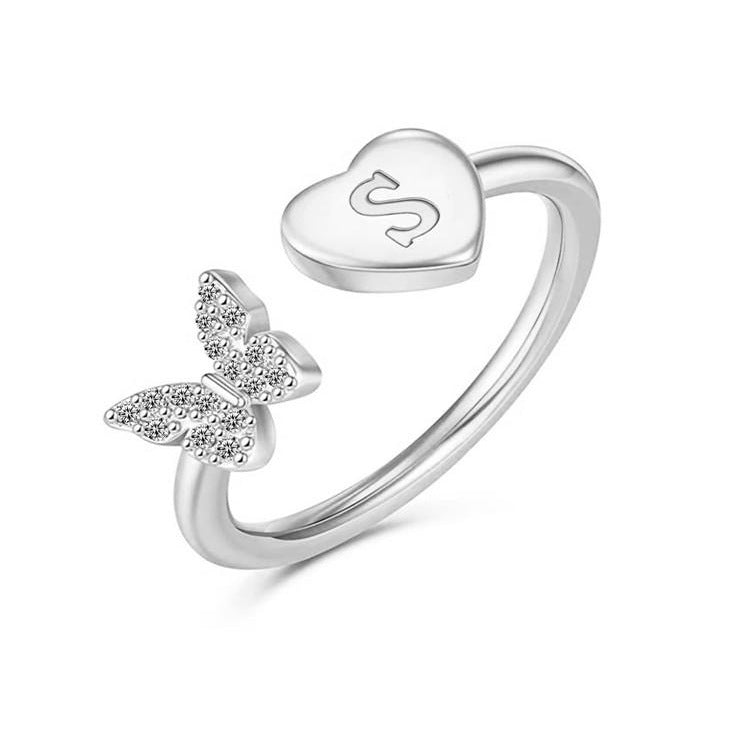 Damen Ring mit Schmetterlingsdesign und Herzmotiv Shop Nory