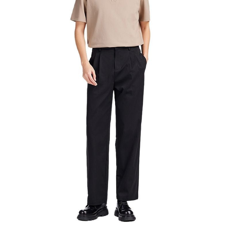 Herren Elegante Bundfalten-Stoffhose mit hoher Bundhöhe, Bügelfalte und geradem Bein Shop Nory