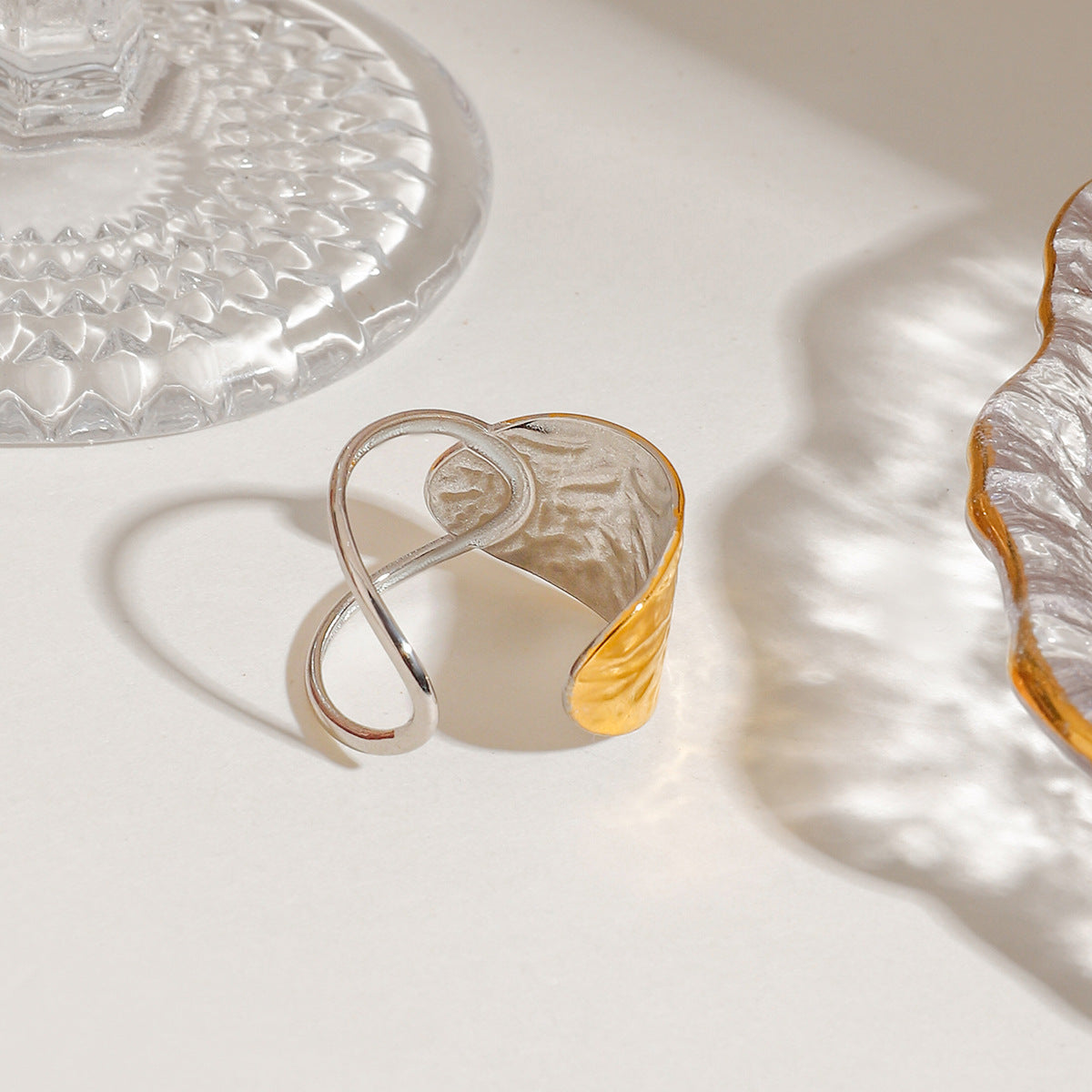 Damen Offener Ring mit kombiniertem Gold- und Silbereffekt Shop Nory