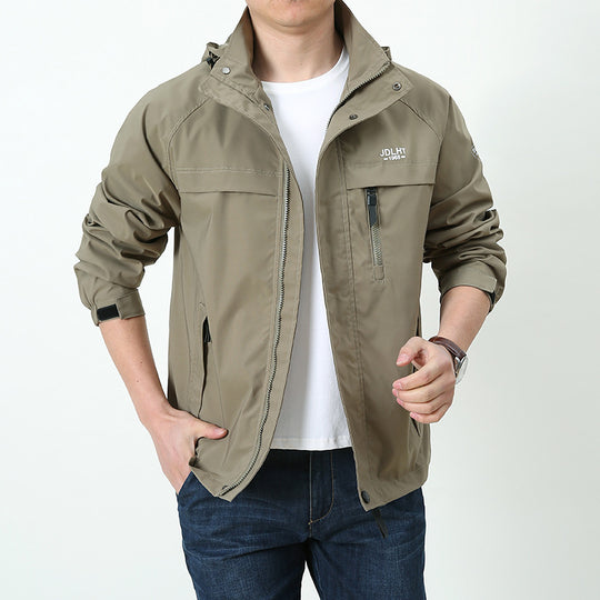 Herren Atmungsaktive Übergangs-Softshelljacke im Field‑Stil mit verdeckter Kapuze und Reißverschluss‑Brusttasche Shop Nory