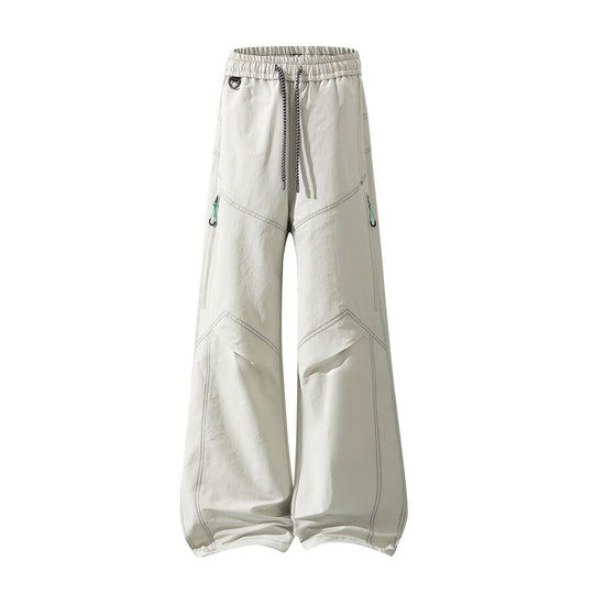 Herren Weite Cargo‑Hose mit Tunnelzugbund, Utility‑Nähten und Reißverschluss‑Taschen Shop Nory