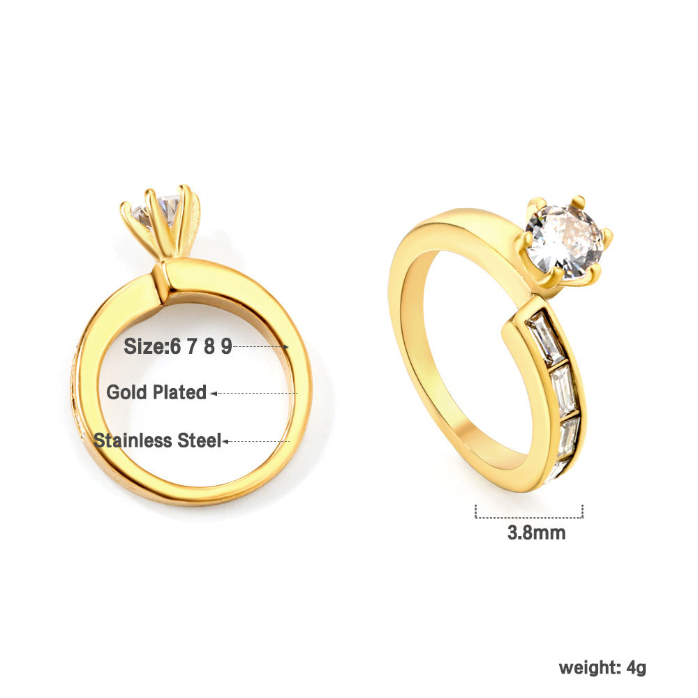 Damen Ring mit brillantem Zirkonia und eleganter Edelstahlfassung Shop Nory