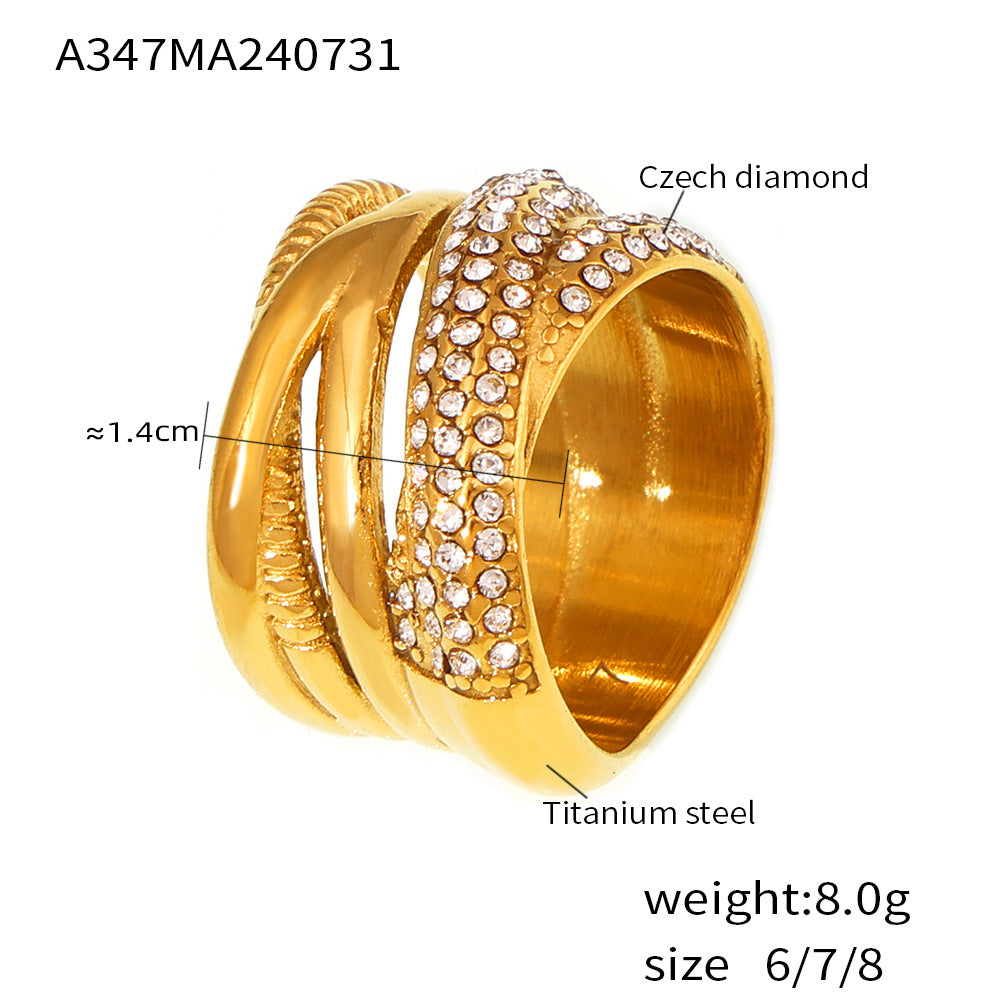 Damenring mit kunstvollem Zirkonbesatz aus hochwertigem Titanstahl Shop Nory