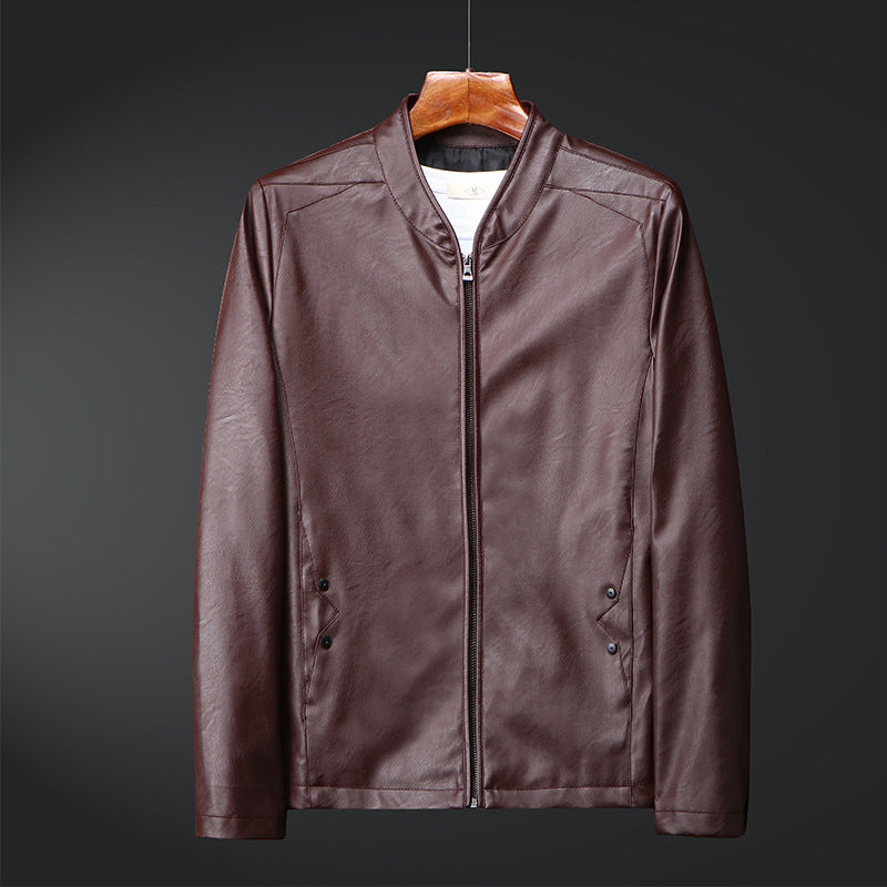 Herren schlanker Kunstlederblouson mit Stehkragen und Zweiwege-Reißverschluss Shop Nory