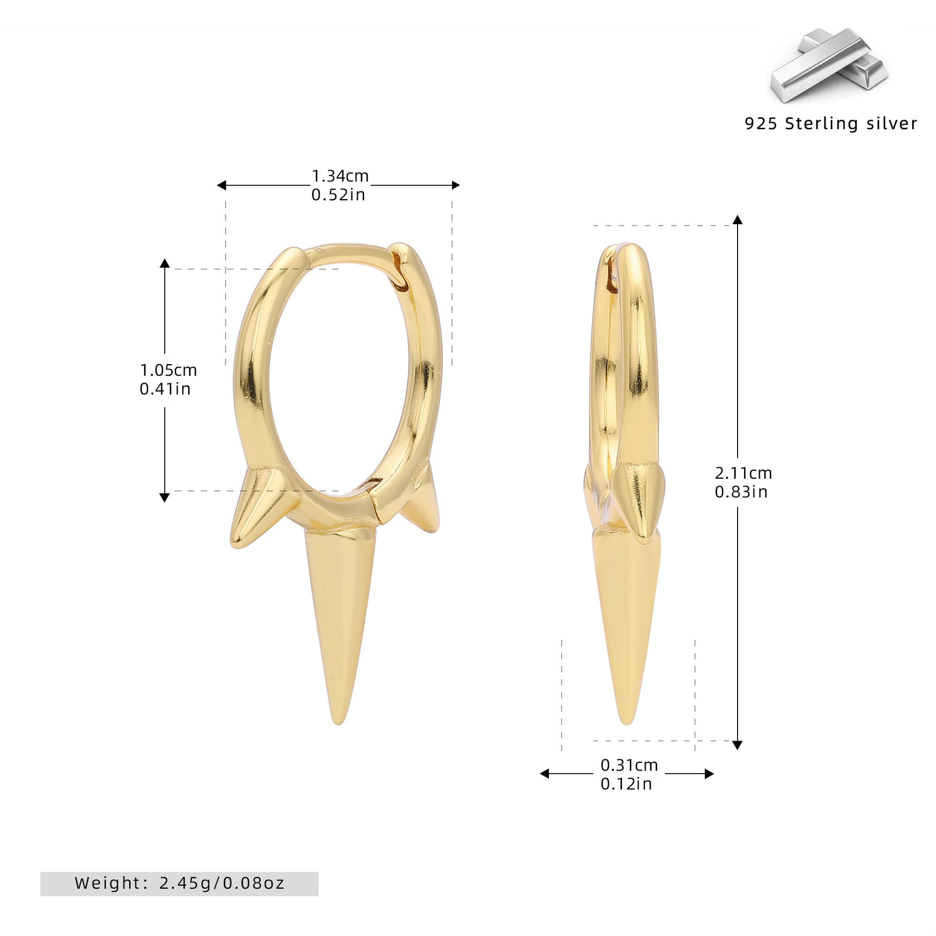 Damen Creolen im modernen Speerspitzen-Design aus 925er Sterlingsilber Shop Nory
