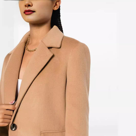 Damen Einreihiger Wollmix-Longcoat mit Ein-Knopf‑Verschluss und Pattentaschen Shop Nory