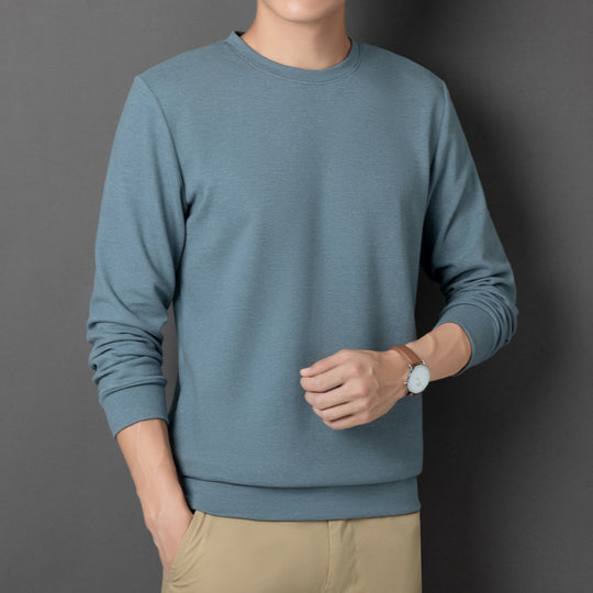 Herren Feines Rundhals-Sweatshirt aus Baumwollmix mit Regular-Fit und Rippbündchen Shop Nory