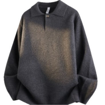 Damen Oversized Polokragen-Feinstrickpullover mit kurzem Schlitz und Zierknopf Shop Nory