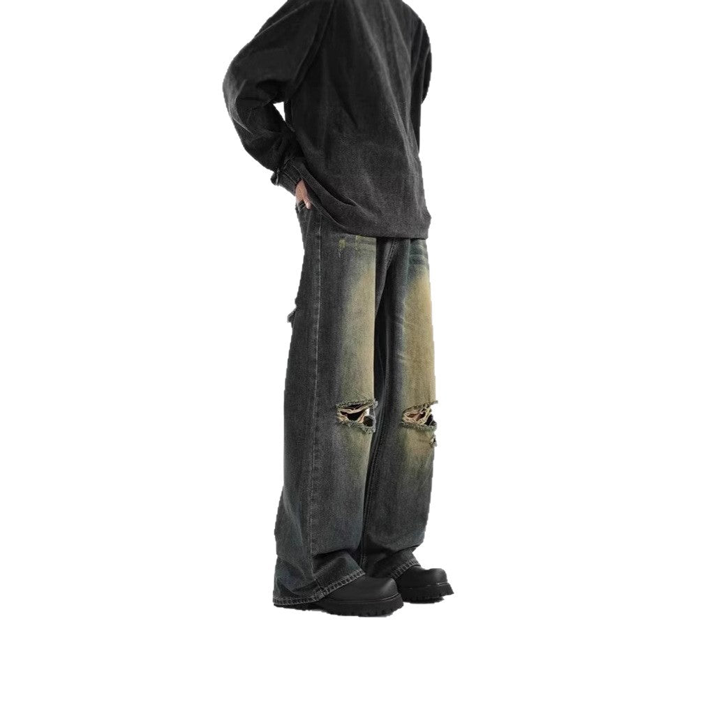 Damen Modische Weitbeinjeans mit zerrissenen Details Shop Nory