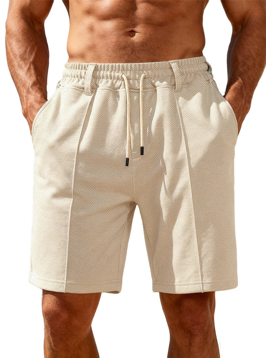 Herren nan Chino-inspirierte Relax-Shorts mit Bundfalten elastischem Tunnelzug und Eingrifftaschen Shopnory