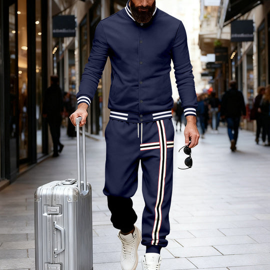 Herren nan sportliches Zweiteiler-Set Bomberjacke und Jogginghose mit seitlichem Kontraststreifen Shop Nory