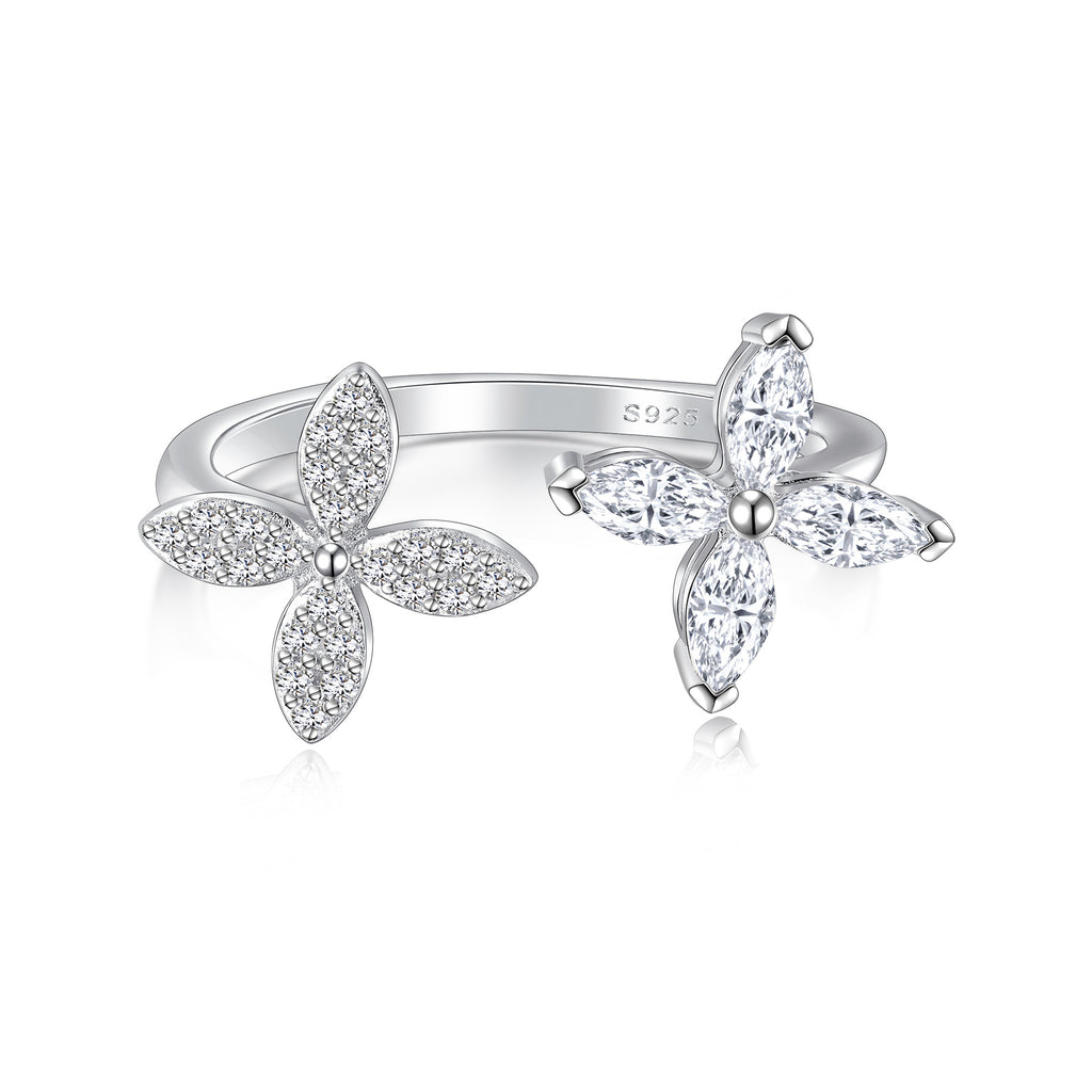 Damen Ring mit floralem Design und funkelnden Zirkonia-Elementen Shop Nory