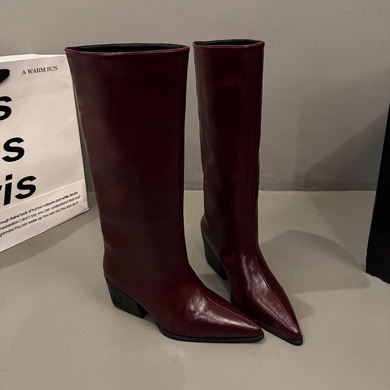 Damen Spitz zulaufende halbhohe Stiefelette mit skulptiertem Blockabsatz Shop Nory
