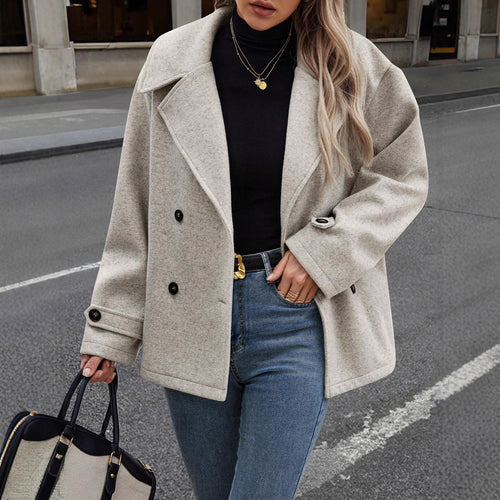 Damen Kurzer Wollmantel mit Oversized-Schnitt und Reverskragen Shop Nory