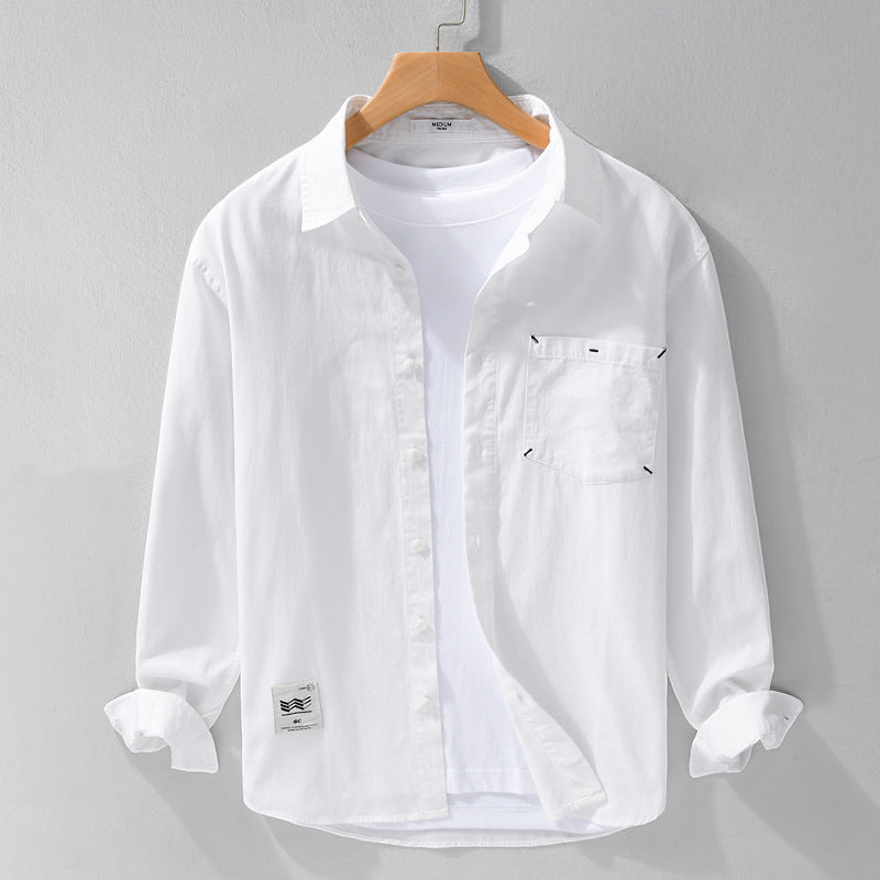 Herren Offenes Baumwoll-Overshirt im Layering-Look mit aufgesetzter Brusttasche Shop Nory
