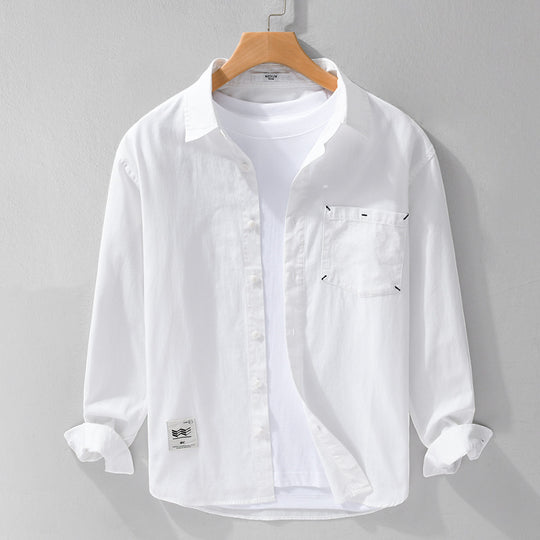 Herren Offenes Baumwoll-Overshirt im Layering-Look mit aufgesetzter Brusttasche Shop Nory