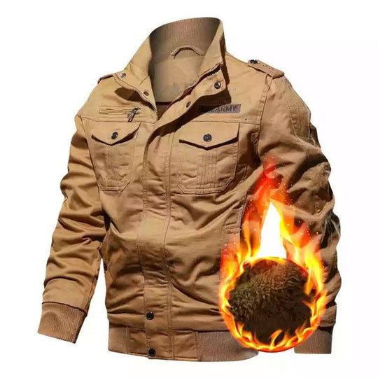 Herren Gefütterte Military-Canvasjacke mit Thermofütterung und Pattentaschen Shop Nory