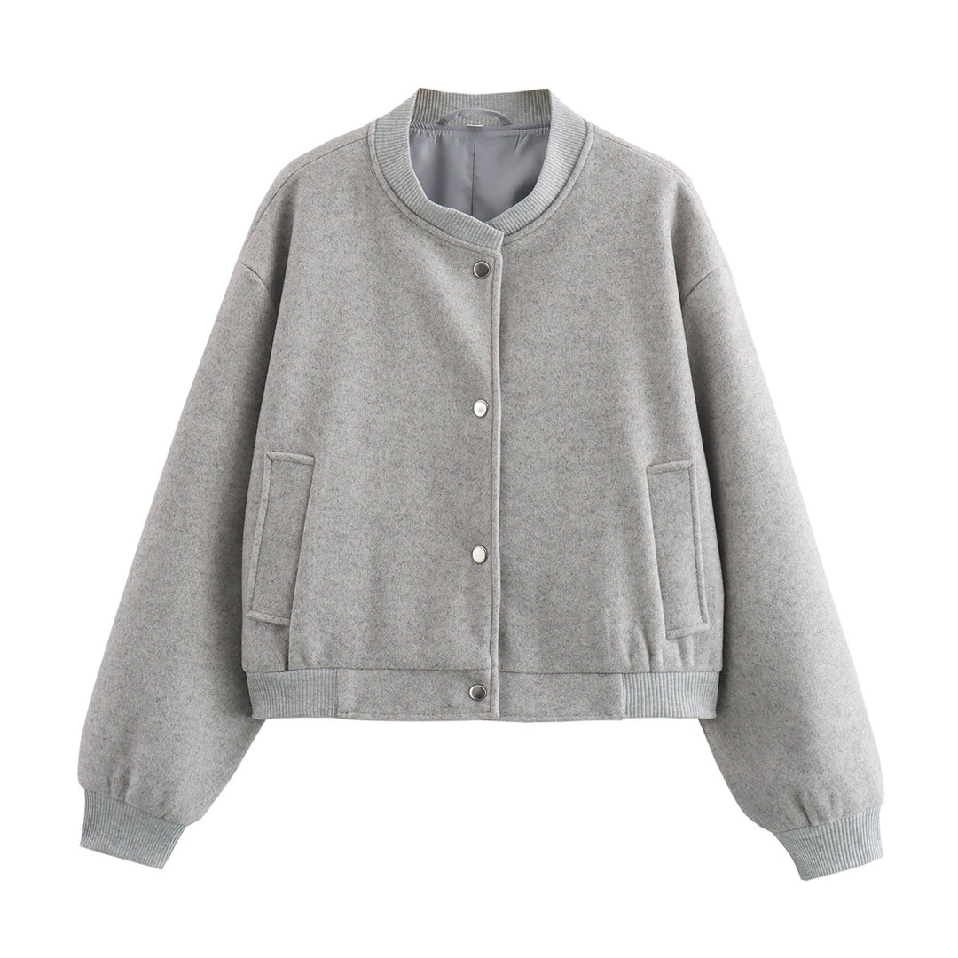 Damen Cropped-Bomberjacke im Boxy-Schnitt mit Druckknopfleiste und Eingrifftaschen Shop Nory